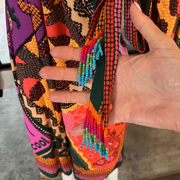 Women's FarmRio Dotted Patch Scarf Mini Wrap Dress, Sz L - Picture 3 of 7